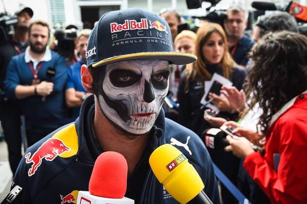 Max Verstappen (Red Bull Racing) mit Masken Make Up, Grosser Preis von Mexiko 2016, Motorsport, Formel 1, 27.10.2016, Mexiko City Copyright: xAndre Eibner-Pressefotox EP_JAE