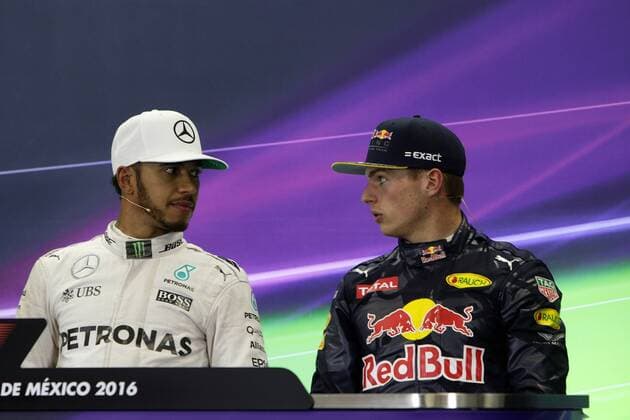 Mexican Grand Prix, Mexico City 27 - 30 October 2016 29.10.2016 - Qualifying, press conference PK Pressekonferenz Lewis Hamilton (GBR) Mercedes AMG F1 W07 Hybrid and Max Verstappen (NED) Red Bull Racing RB12 