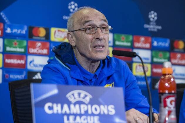 Rostov s Coach Ivan Daniliantz during the press conference PK Pressekonferenz before the match of UEFA Champions League between Atletico de Madrid and FC Rostov, at Vicente Calderon Stadium, Madrid, Spain. October 31, 2016.  (20161031034)
