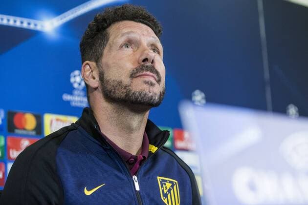Atletico de Madrid s coach Diego Pablo Cholo Simeone during the press conference PK Pressekonferenz before the match of UEFA Champions League between Atletico de Madrid and FC Rostov, at Vicente Calderon Stadium, Madrid, Spain. October 31, 2016.  (20161031058)