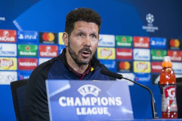 Atletico de Madrid s coach Diego Pablo Cholo Simeone during the press conference PK Pressekonferenz before the match of UEFA Champions League between Atletico de Madrid and FC Rostov, at Vicente Calderon Stadium, Madrid, Spain. October 31, 2016.  (20161031064)