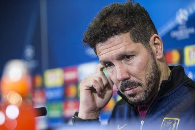 Atletico de Madrid s coach Diego Pablo Cholo Simeone during the press conference PK Pressekonferenz before the match of UEFA Champions League between Atletico de Madrid and FC Rostov, at Vicente Calderon Stadium, Madrid, Spain. October 31, 2016.  (20161031013)