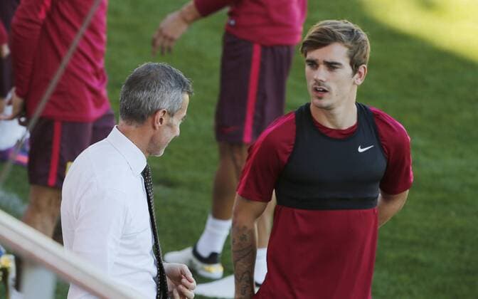 Fußball, CL, Atletico Madrid Training Berta y Griezmann. Atletico training session. In this picture, Berta and Griezmann. xRAFAxCASALx 