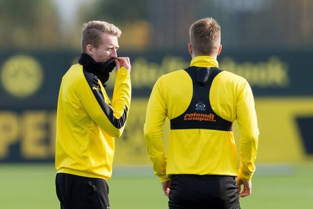 Dortmund, Germany 01.11.2016, Training BV Borussia Dortmund, BVB, Andre Schuerrle (BVB) und Marco Reus (BVB) ( DeFodi001