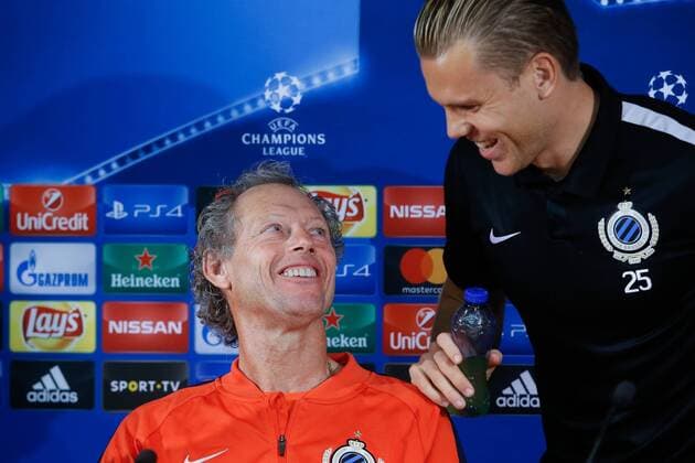 Club s head coach Michel Preud homme and Club s Rudy Ruud Vormer pictured during a press conference PK Pressekonferenz of Belgian soccer team Club Brugge, Tuesday 01 November 2016, in Porto. Tomorrow Club is playing the fourth game of the group stage of the Champions League competition against Portuguese team Porto. BRUNOxFAHY  x04970700x
