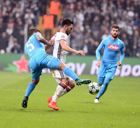 UEFA Champions League Group B match between Besiktas and Napoli at Vodafone Arena in Istanbul , Turkey ,November 01 , 2016. Pictured Allan 5 of Napoli and Tolgay Arslan of Besiktas. 
