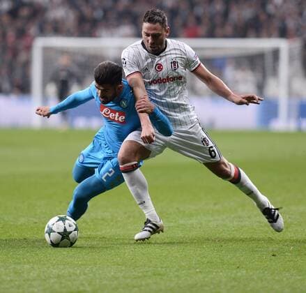 UEFA Champions League Group B match between Besiktas and Napoli at Vodafone Arena in Istanbul , Turkey ,November 01 , 2016. Pictured Elseid Hysaj 2 of Napoli and Dusko Tosic of Besiktas. 