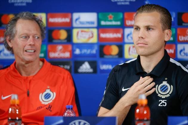 Club s head coach Michel Preud homme and Club s Rudy Ruud Vormer pictured during a press conference PK Pressekonferenz of Belgian soccer team Club Brugge, Tuesday 01 November 2016, in Porto. Tomorrow Club is playing the fourth game of the group stage of the Champions League competition against Portuguese team Porto. BRUNOxFAHY  x04970696x