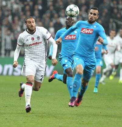 UEFA Champions League Group B match between Besiktas and Napoli at Vodafone Arena in Istanbul , Turkey ,November 01 , 2016. Pictured Nikola Maksimovic (R) of Napoli and Cenk Tosun of Besiktas. 
