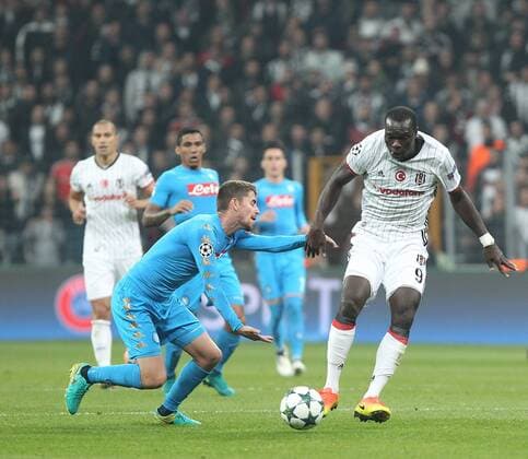UEFA Champions League Group B match between Besiktas and Napoli at Vodafone Arena in Istanbul , Turkey ,November 01 , 2016. Pictured of Napoli and Vincent Aboubakar (R) of Besiktas. 