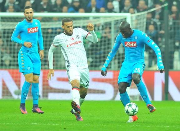 Napoli s ...... and Besiktas ..., vie for the ball during a Champions League, group B soccer match, between Napoli and Besiktas at Vodafone Arena in Istanbul, 1st of November, 2016. (  Copyright: AzizxUzunx-xDepoxPhotos 15551909