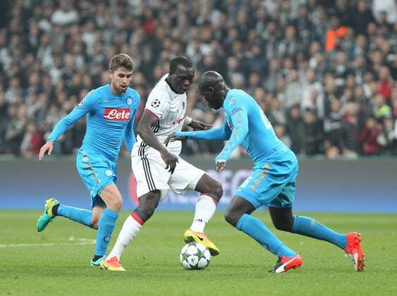 UEFA Champions League Group B match between Besiktas and Napoli at Vodafone Arena in Istanbul , Turkey ,November 01 , 2016. Pictured Kalidou Koulibaly 26 of Napoli and Vincent Aboubakar of Besiktas. 