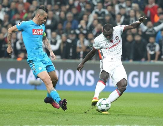 UEFA Champions League Group B match between Besiktas and Napoli at Vodafone Arena in Istanbul , Turkey ,November 01 , 2016. Pictured Marek Hamsik (L) of Napoli and Vincent Aboubakar of Besiktas. 