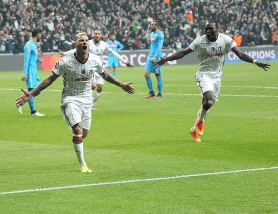 UEFA Champions League Group B match between Besiktas and Napoli at Vodafone Arena in Istanbul , Turkey ,November 01 , 2016. Final Score : Besiktas 1 - Napoli 1 Pictured Ricardo Quaresma and Vincent Aboubakar of Besiktas celebrates after the Quaresma penalty goal. 