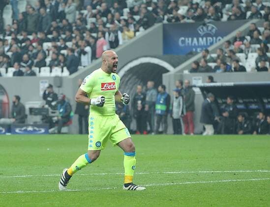UEFA Champions League Group B match between Besiktas and Napoli at Vodafone Arena in Istanbul , Turkey ,November 01 , 2016. Final Score : Besiktas 1 - Napoli 1 Pictured : Goalkeeper Pepe Reina of Napoli. 
