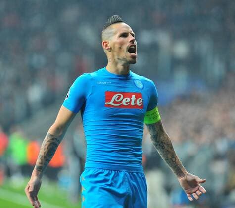 Napoli s Marek Hamsik celebrates his goal during a Champions League, group B soccer match, between Napoli and Besiktas at Vodafone Arena in Istanbul, 1st of November, 2016. (Aziz Uzun - Depo Photos)  15552057