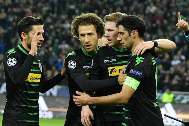 Bilder des Tages - SPORT GER, Borussia Mönchengladbach (GER) vs. Celtic Glasgow (SCO) 01.11.2016, Borussia Park , Moenchengladbach , CL, Gruppe C, 4. Spieltag, GER, Borussia Mönchengladbach (GER) vs. Celtic Glasgow (SCO) im Bild: Tor für Gladbach 1:0 durch Lars Stindl (Gladbach 13), re mit ihm freuen sich li Fabian Johnson (Gladbach 19), mitte André Hahn (Gladbach 28), ganz li Julian Korb (Gladbach 27), Foto © nordphoto Meuter nordphotox xMeuter