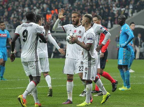 UEFA Champions League Group B match between Besiktas and Napoli at Vodafone Arena in Istanbul , Turkey ,November 01 , 2016. Final Score : Besiktas 1 - Napoli 1 Pictured Besiktas players celebrate for Ricardo Quaresma s penalty score. 