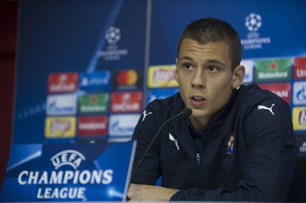 Filip Benkovic. Dinamo Zagreb practice session before the Champions League match against Sevilla. In this picture, Filip Benkovic attends press conference PK Pressekonferenz xKikoxHurtadox 