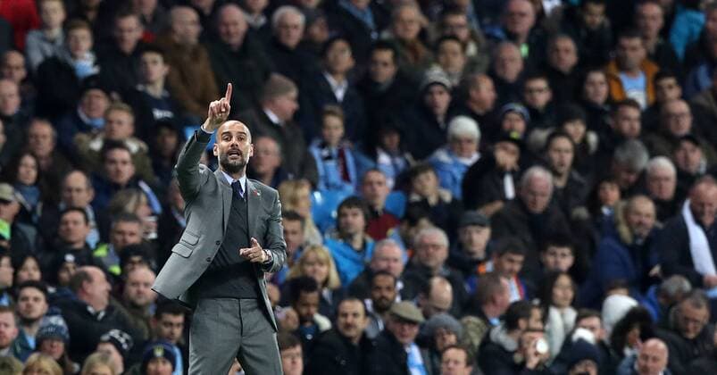 Football - 2016 2017 UEFA Champions League - Group C: Manchester City vs. Barcelona Manchester City Manager Pep Guardiola during the match at The Etihad Stadium. COLORSPORT LYNNE CAMERON 