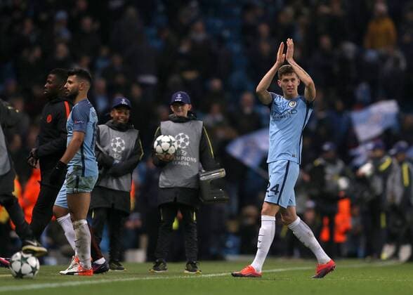 John Stones of Manchester City applauds the fans during the Champions League Group C match at the Etihad Stadium, Manchester. Picture date: November 1st, 2016. Pic Simon Bellis Sportimage EDITORIAL USE ONLY. No use with unauthorised audio, video, data, fixture lists, club league logos or live services. Online in-match use limited to 120 images, no video emulation. No use in betting, games or single club league player publications.