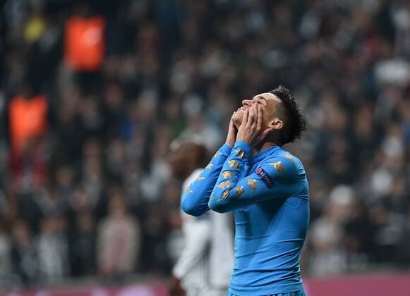 (161102) -- ISTANBUL, Nov. 2, 2016 -- Napoli s Jose Callejon reacts during the UEFA Champions League Group B match between Besiktas and Napoli in Istanbul, Turkey, on Nov. 1, 2016. The match ended in a 1-1 draw. ) (SP)TURKEY-ISTANBUL-SOCCER-UEFA CHAMPIONS LEAGUE-BESIKTAS VS NAPOLI HexCanling 