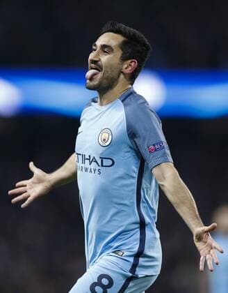 (161102) -- MANCHESTER, Nov. 2, 2016 -- Ilkay Gundogan of Manchester City celebrates after scoring during the UEFA Champions League Group C match between Manchester City and Barcelona at Etihad Stadium in Manchester, Britain, on Nov. 1, 2016. Manchester City won 3-1. ) (SP)BRITAIN-MANCHESTER-SOCCER-UEFA CHAMPIONS LEAGUE-MAN CITY VS BARCELONA HanxYan 