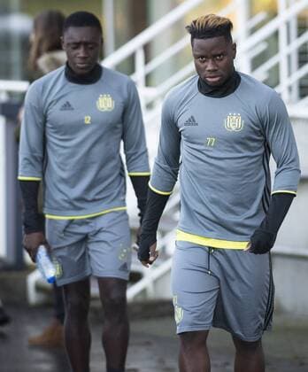 Anderlecht s Dennis Appiah and Anderlecht s Nathan Kabasale pictured during a training session of Belgian first league soccer team RSC Anderlecht, Wednesday 02 November 2016. Tomorrow Anderlecht is playing the fourth game of the group stage of the Europa League competition against German club 1. FSV Mainz 05, in the group C. LAURIExDIEFFEMBACQ  x04970747x
