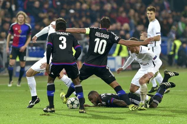 V.l.n.r. Adama Traore, Matias Emilio Delgado, Eder Balanta, FCB, FC Basel - Paris Saint Germain, Champions League, Fussball, 01.11.2016 