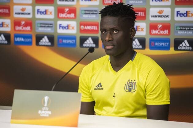 Anderlecht s Kara Mbodji pictured during a press conference PK Pressekonferenz of Belgian first league soccer team RSC Anderlecht, Wednesday 02 November 2016. Tomorrow Anderlecht is playing the fourth game of the group stage of the Europa League competition against German club 1. FSV Mainz 05, in the group C. LAURIExDIEFFEMBACQ  x04970996x