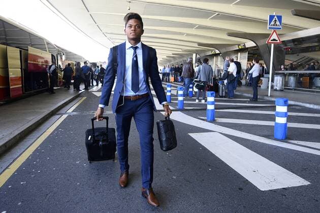 Genk s Leon Bailey pictured after the arrival of Belgian first league soccer team KRC Genk at the airport in Bilbao, Spain, Wednesday 02 November 2016. Tomorrow KRC Genk is playing the fourth game of the group stage of the Europa League competition against Spanish Club Athletic Bilbao, in Group F. YORICKxJANSENS  x04971019x