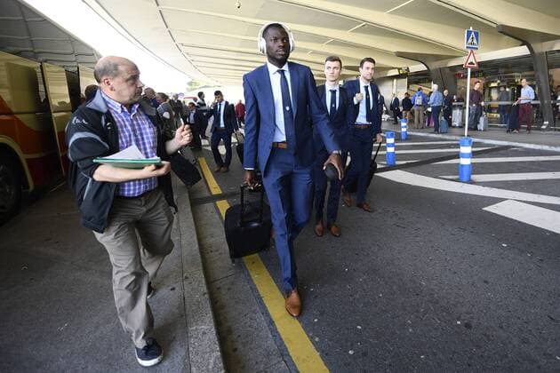 Genk s Omar Colley pictured after the arrival of Belgian first league soccer team KRC Genk at the airport in Bilbao, Spain, Wednesday 02 November 2016. Tomorrow KRC Genk is playing the fourth game of the group stage of the Europa League competition against Spanish Club Athletic Bilbao, in Group F. YORICKxJANSENS  x04971016x
