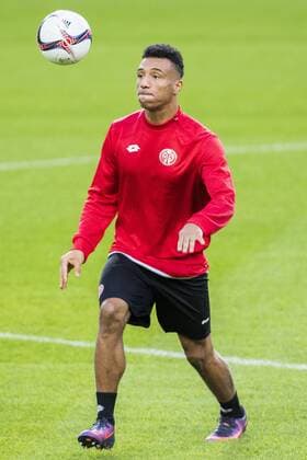 Mainz midfielder Karim Onisiwo pictured in action during a training session of German soccer club 1. FSV Mainz 05, Wednesday 02 November 2016 in Brussels. Tomorrow Mainz is playing the fourth game of the group stage of the Europa League competition against Belgian team RSC Anderlecht, in the group C. LAURIExDIEFFEMBACQ  x04971209x