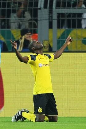 v.li.:Tor zum 1:0 Adrian Ramos (Borussia Dortmund) Adrian Ramos (Borussia Dortmund) Jubel, Torjubel, Torerfolg, goal, optimistisch, Action, Aktion , Fussball, UEFA Champions League, Borussia Dortmund - Sporting Lissabon, xtvx
