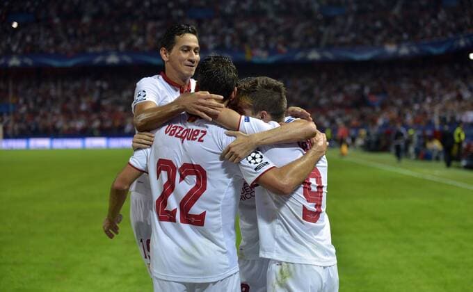 Fußball, CL, FC Sevilla - Dinamo Zagreb PARTIDO LIGUILLA CHAMPIONS LEAGUE JORNADA 4, SEVILLAFC- DINAMO ZAGREB, ESTADIO RAMON SANCHEZ PIZJUAN. GANSO, VAZQUEZ,VIETTO FC Sevilla vs Dynamo Kiew - Football Champions League  xJUANxGUERRAx xPARTIDOx