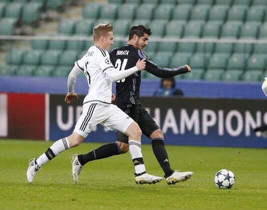 Champions League match between Legia Warsaw and Real Madrid. In this picture, Bale celebrates his goal. xChemaxReyx 