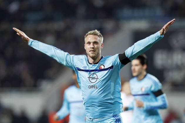 (L-R) Renato Tapia of Feyenoord, Nicolai Jorgensen of Feyenoord, Marko Vejinovic of Feyenoordduring the Europa League group A match between Zorya Luhansk and Feyenoord on Novemer 3, 2016 at the Chernomorets stadium in Odessa, Ukraine. Zorya Luhansk v Feyenoord UEFA Europa League 2016 2017 xVIxxIVx 6515663
