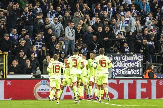 Mainz midfielder Pablo De Blasis celebrates after scoring during a soccer game between Belgian team RSC Anderlecht and German club 1. FSV Mainz 05, Thursday 03 November 2016 in Brussels, the fourth game of the group stage of the Europa League competition in the group C. LAURIExDIEFFEMBACQ  x04971655x