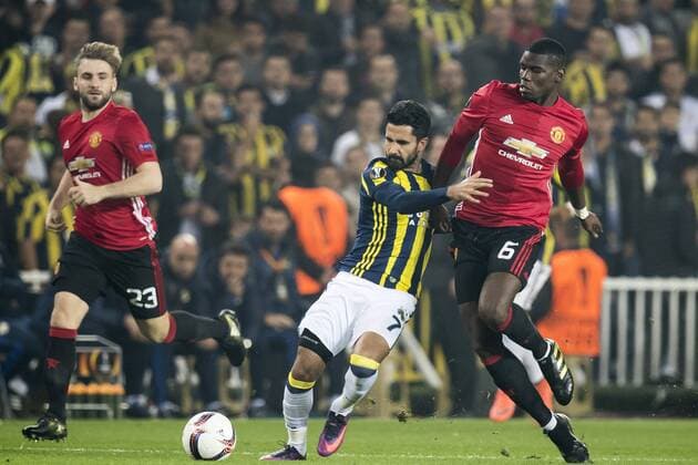 (L-R) Luke Shaw of Manchester United ManU FC, Alper Potuk of Fenerbahce, Paul Pogba of Manchester United FCuring the UEFA Europa Leaguegroup A match between Fenerbahce and Manchester United on November 3, 2016 at the Sukru Saracoglu stadium in Istanbul, Turkey Fenerbahce SK v Manchester United UEFA Europa League 2016 2017 xVIxGerritxvanxKeulenxIVx 6516009