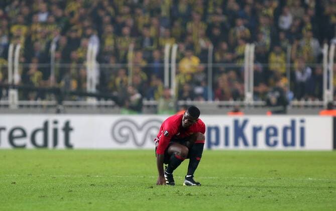 Manchester United ManU s Paul Pogba injured during a UEFA European League, group A soccer match, between Fenerbahce and Manchester United at Fenerbahce Ulker Arena in Istanbul, 3rd of November, 2016. (Tolga Adanali - Depo Photos)  15552956