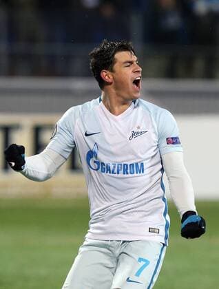 ST PETERSBURG, RUSSIA - NOVEMBER 3, 2016: Zenit St Petersburg s Giuliano celebrates scoring in the 2016-17 Season UEFA Europa League Group D football match against Dundalk at the Petrovsky Stadium. Peter Kovalev TASS  TS03675B