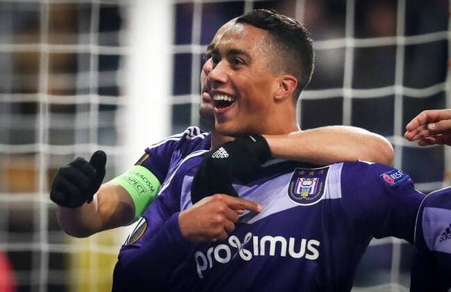 Anderlecht s Youri Tielemans celebrates after scoring during a soccer game between Belgian team RSC Anderlecht and German club 1. FSV Mainz 05, Thursday 03 November 2016 in Brussels, the fourth game of the group stage of the Europa League competition in the group C. VIRGINIExLEFOUR  x04971763x