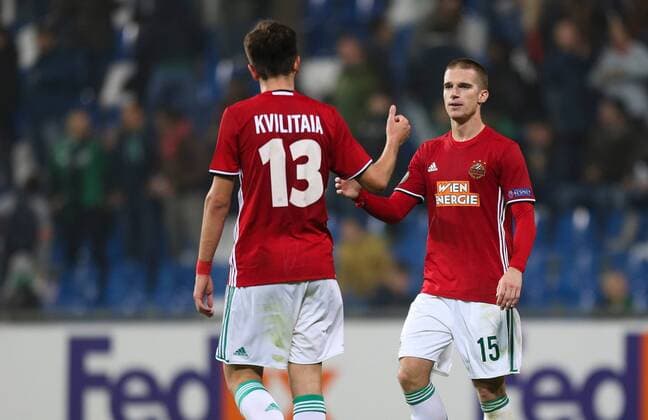 SOCCER - EL, Sassuolo vs Rapid REGGIO EMILIA,ITALY,03.NOV.16 - SOCCER - UEFA Europa League, group stage, US Sassuolo Calcio vs SK Rapid Wien. Image shows Giorgi Kvilitaia and Srdjan Grahovac (Rapid). Keywords: Wien Energie. GEPAxpictures xPhilippxBrem