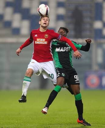 SOCCER - EL, Sassuolo vs Rapid REGGIO EMILIA,ITALY,03.NOV.16 - SOCCER - UEFA Europa League, group stage, US Sassuolo Calcio vs SK Rapid Wien. Image shows Louis Schaub (Rapid) and Claud Adjapong (Sassuolo). Keywords: Wien Energie. GEPAxpictures xPhilippxBrem