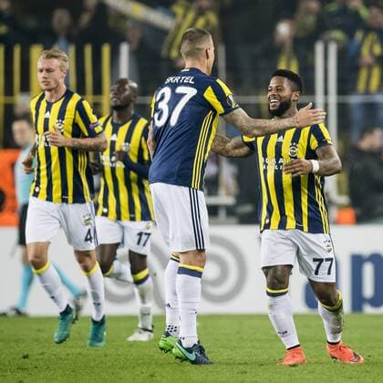 (L-R) Simon Kjaer of Fenerbahce, Moussa Sow of Fenerbahce, Martin Skrtel of Fenerbahce, Jeremain Lens of Fenerbahceuring the UEFA Europa Leaguegroup A match between Fenerbahce and Manchester United ManU on November 3, 2016 at the Sukru Saracoglu stadium in Istanbul, Turkey Fenerbahce SK v Manchester United UEFA Europa League 2016 2017 xVIxGerritxvanxKeulenxIVx 6516779