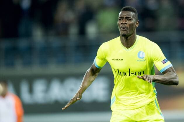 Gent s Kalifa Coulibaly celebrates after scoring during a soccer game between Belgian team KAA Gent and Ukrainian club FC Shakhtar Donetsk, in Gent Thursday 03 November 2016, the fourth match of the group stage of the Europa League competition in Group H. JASPERxJACOBS  x04971904x