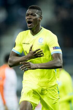 Gent s Kalifa Coulibaly celebrates after scoring during a soccer game between Belgian team KAA Gent and Ukrainian club FC Shakhtar Donetsk, in Gent Thursday 03 November 2016, the fourth match of the group stage of the Europa League competition in Group H. JASPERxJACOBS  x04971901x