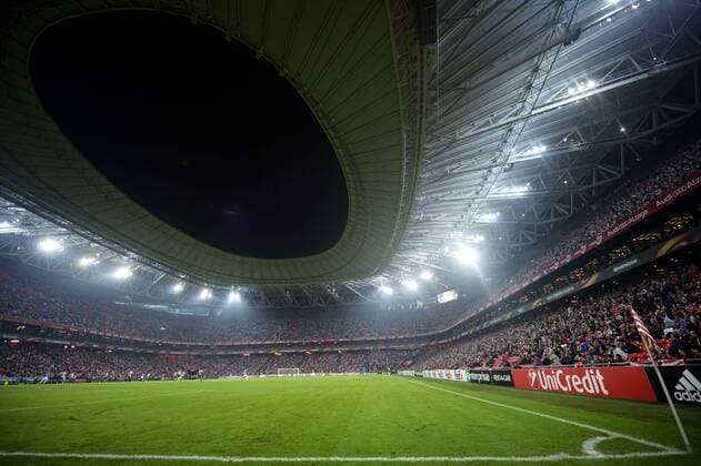 Illustration picture shows the San Mames stadium during a soccer game between Spanish Club Athletic Bilbao and Belgian team KRC Genk in Bilbao, Spain, Thursday 03 November 2016, the fourth game of the group stage of the Europa League competition in Group F. YORICKxJANSENS  x04971887x