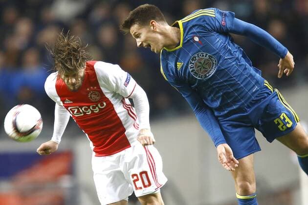 (l-r) Lasse Schone of Ajax Amsterdam, Josep Sene of Celta de Vigoduring the UEFA Europa League group G match between Ajax Amsterdam and Celta de Vigo at the Amsterdam Arena on November 3, 2016 in Amsterdam, The Netherlands Ajax v Celta de Vigo UEFA Europa League 2016 2017 xVIxxIVx 6516964