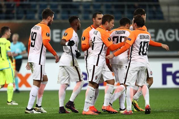Shakhtar Donetsk s midfielder Marlos celebrate after scoring during a soccer game between Belgian team KAA Gent and Ukrainian club FC Shakhtar Donetsk, in Gent Thursday 03 November 2016, the fourth match of the group stage of the Europa League competition in Group H. KURTxDESPLENTER  x04971999x